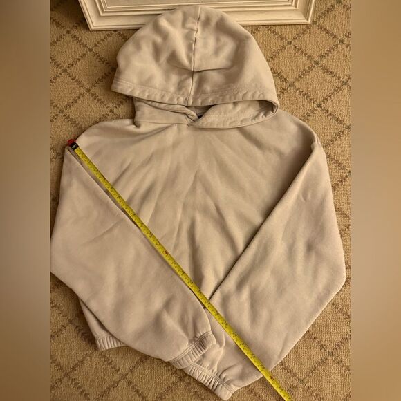 Zara oatmeal Cropped Hoodie elastic waist NWOT M - Picture 3 of 7